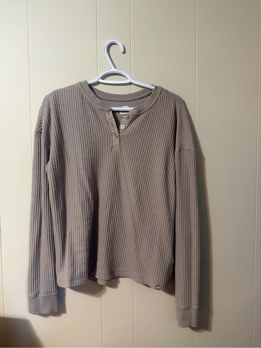 Roots Waffle oversized Crewneck Sweater - Grey